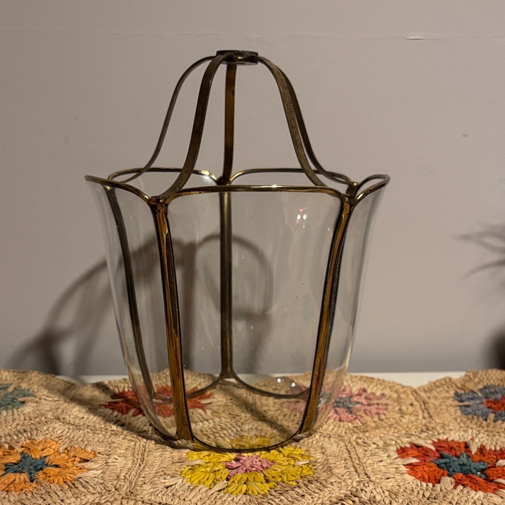 VTG MCM •  Glass and Brass lamp shade